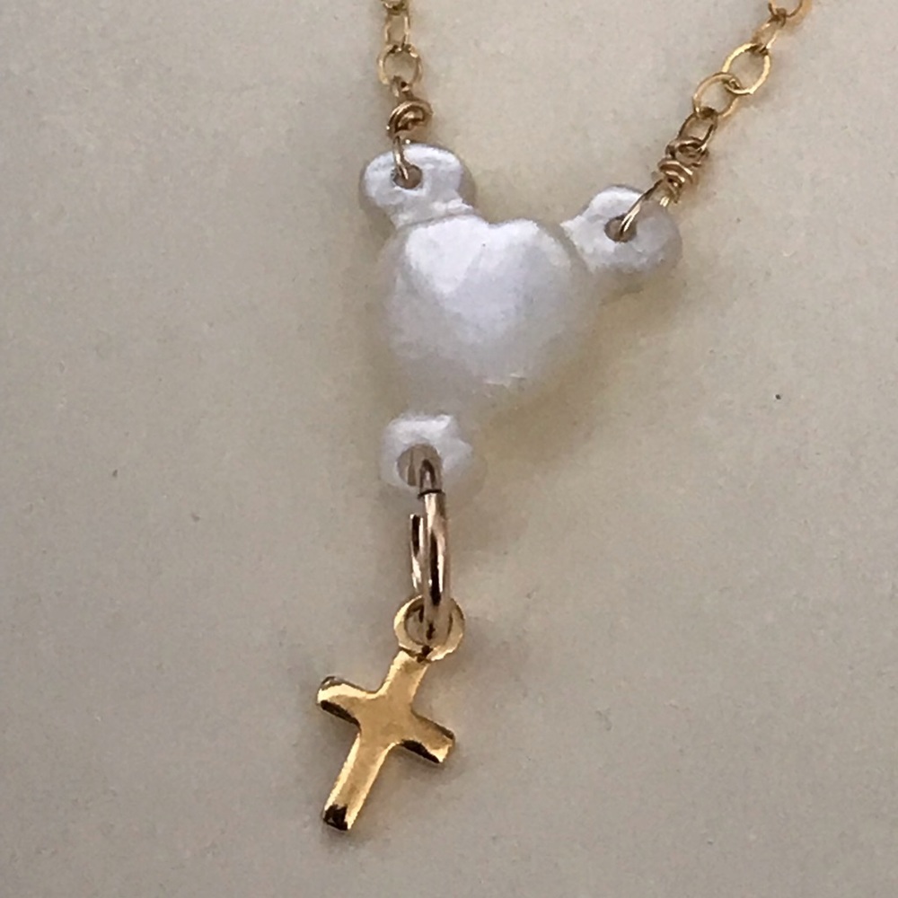 SBW Hand carved Rosary center and cross necklace